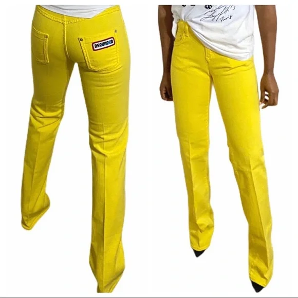 DSQUARED2 Yellow Straight Leg Jeans - Picture 1 of 11
